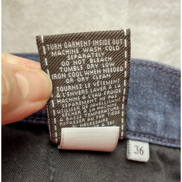 7 For All Mankind Slimmy Jeans Mens 36x34 Blue Dark Wash Denim Stretch Pants - Picture 6 of 10